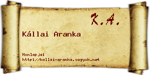 Kállai Aranka névjegykártya